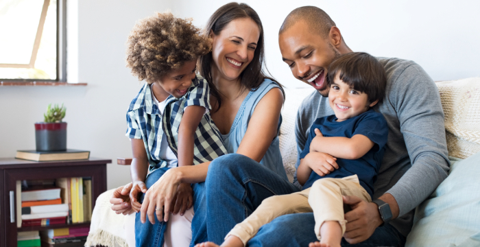 Family sitting on the couch